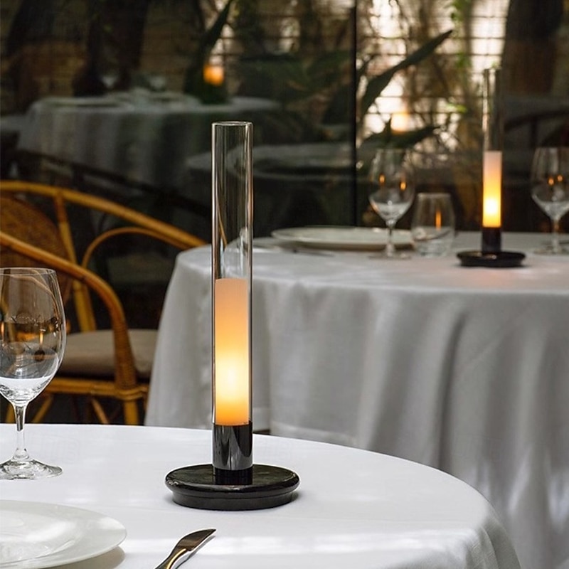 LED Table Lamp, Soft Light No Stroboscopic Rechargeable Ambient Light Touch Controls Multi Tone Lighting 1800mAh High Capacity Battery LED Night Light for Dinner Bar Restaurant4