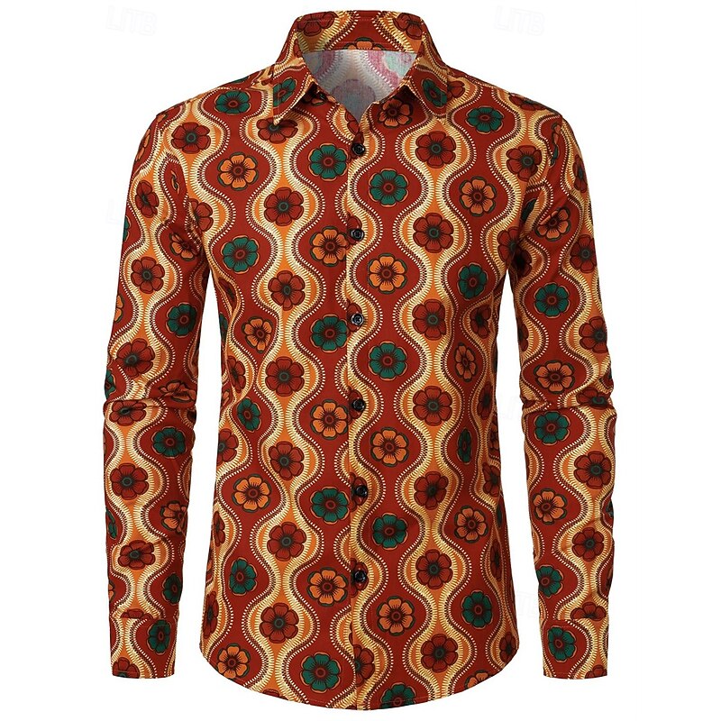 Retro Vintage 1970s Shirt Disco Geometic Psychedelic Fancy Dress Men's Halloween Carnival Music Festival Pride Parade Pride Month Adults' Shirt