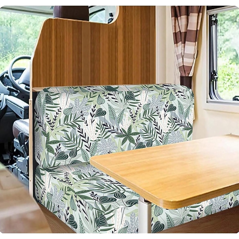 Rv Dinette Cushion Covers Printed Milk Silk All-Season Stretch RV Cushion Cover - Camping Van Seat and Sofa Slipcover for Comfortable and Durable Protection