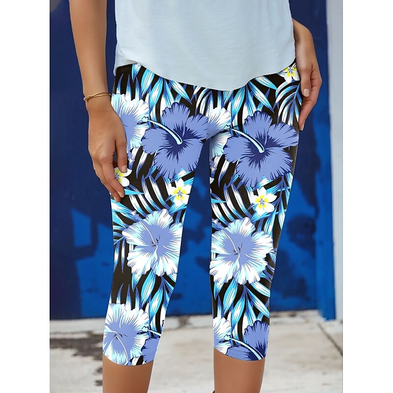 Women's Leggings Capri Pants High Elasticity Vacation Vintage Fashion Calf-Length High Waist Floral Graphic Tropical Printing Thermal Warm Breathable Soft Stretchy Formal Outdoor Vacation3