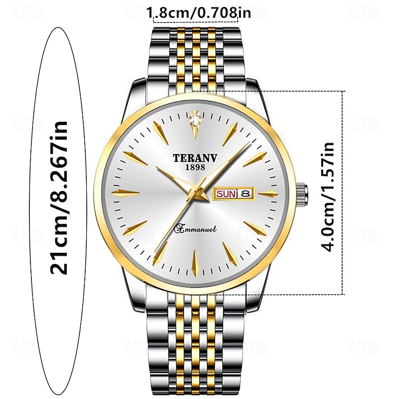 Men's Business Quartz Watch – Ultra-Thin Dual Calendar Luminous Dial, IPX7 Waterproof, Elegant Stainless Steel Strap, Stylish Gift for Professionals4