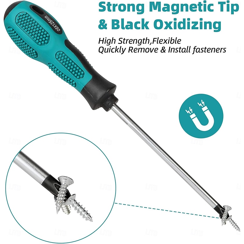 Magnetic Screwdriver Set 10 PCS,5 Phillips and 5 Flat Head Precision Screwdriver,Professional Cushion Grip and Non-Slip for Repair Home Improvement Craft,Green4