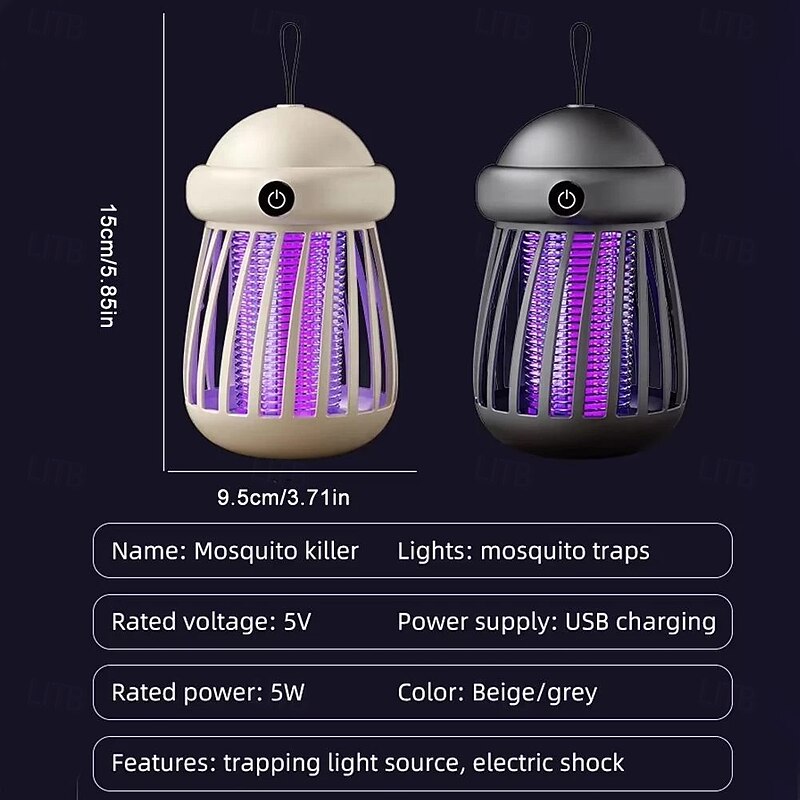 Portable Mosquito Killer Lamp Electric Fly Trap for Bedrooms, Silent Operation, Effective Mosquito Control, Compact and Rechargeable Design for Indoor Use2