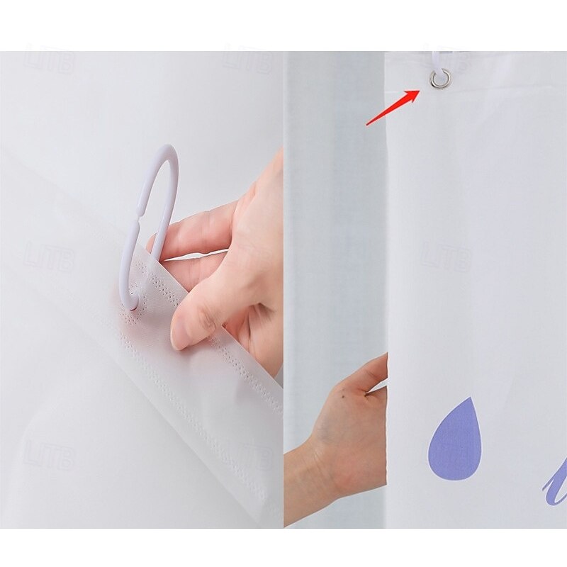 PEVA Shower Curtain Pattern Printed Bath Curtain Waterproof Mildew Proof, Including Hooks 180x180cm 70"x70"3