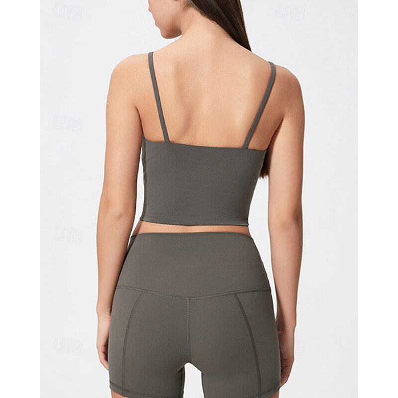 Women's Solid Colored Tennis Bra Sleeveless Shockproof Breathable Tennis Golf Pickleball Strap White Orange Brown Tennis Clothing2