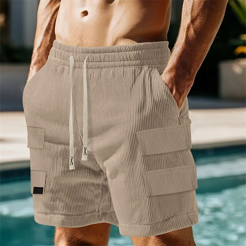Men's Cargo Shorts Beach Shorts Running Shorts Casual Shorts Gym Shorts Drawstring Elastic Waist Straight Leg Plain Comfort Moisture Wicking Knee Length Sports Outdoor Daily Holiday Vacation Fashion4