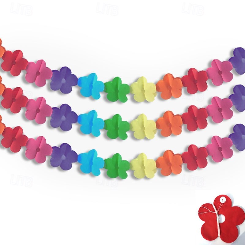 Pride Rainbow Paper Garland 9m/3pcs, Festival Party Bunting Banner, Colorful Hanging Decor for Pride Month, LGBTQ Party Supplies, Love is Love Celebration Decoration3