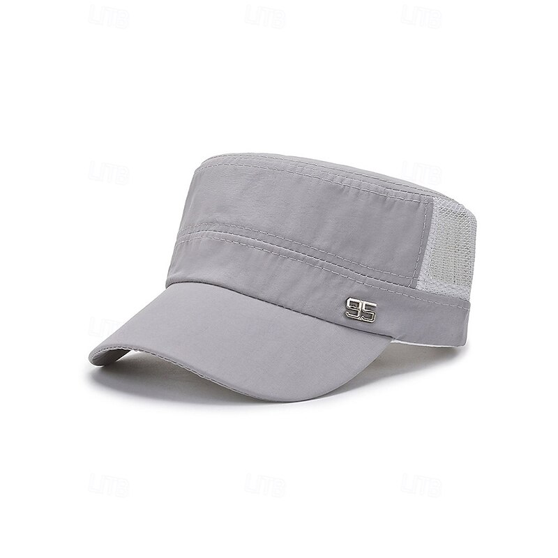 Men's Lightweight Breathable Mesh Military Cap – Adjustable Summer Flat Top Hat for Outdoor Sports, Travel & Beachwear
