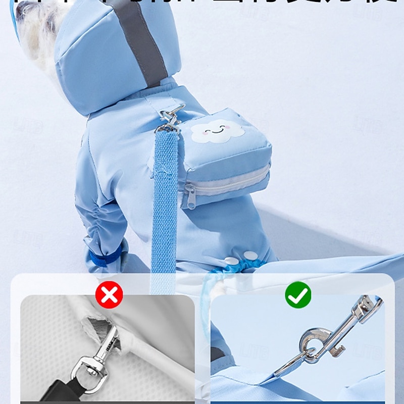 Small Dog Raincoat & Rain Shoes SetFull-Coverage Reflective Dog Jacket with D-RingDogs Raincoat with Rain Boots Set for Puppy Small Dogs4