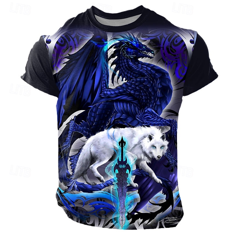 Ruth Thompson Men's Wolf T Shirt Short Sleeve T shirt 3D Print Crew Neck Shirt Exaggerated Designer Party Street Casual Purple Summer Spring All Seasons Clothing Apparel S M L XL XXL XXXL 4XL