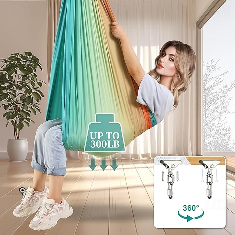 Sensory sway for children and adults capable of accommodating 300 pounds of indoor and outdoor sensory sway double-layer treatment for children with autism including suspension kit4