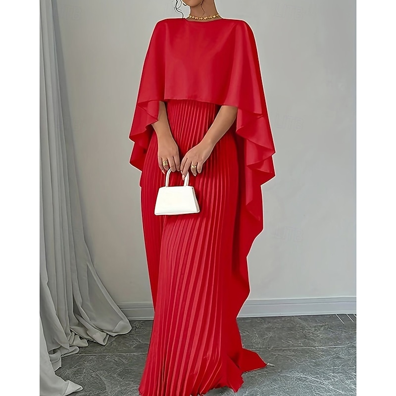 Women's Long Dress Maxi Dress Casual Dress Fashion Batwing Sleeve Outdoor Party Holiday Regular Fit Plain Long Sleeve Crew Neck Black Red Beige Summer2