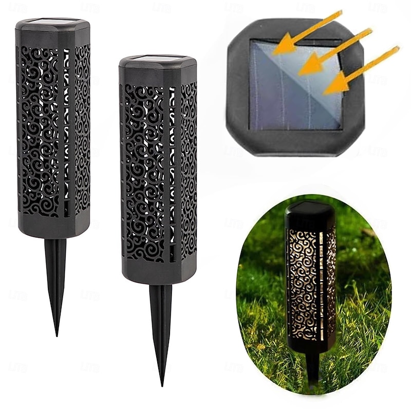 4 Pcs Outdoor Pathway Lights Waterproof Solar Hollow Projection Floor Plug in Light Courtyard Garden Path Lawn Landscape Light Wedding Festival Decoration Light3