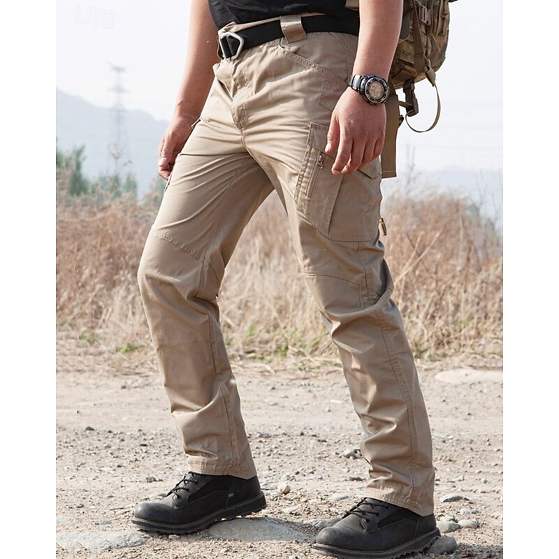 Men's Cargo Pants Tactical Pants Trousers Buttons Multi Pocket Plain Waterproof Wearable Outdoor Daily Camping & Hiking Fashion Classic Black Khaki