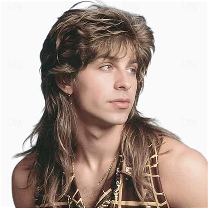 Mullet Wigs for Men 80s 90s Costumes Fancy Party Accessory Cosplay Wig Halloween Man x