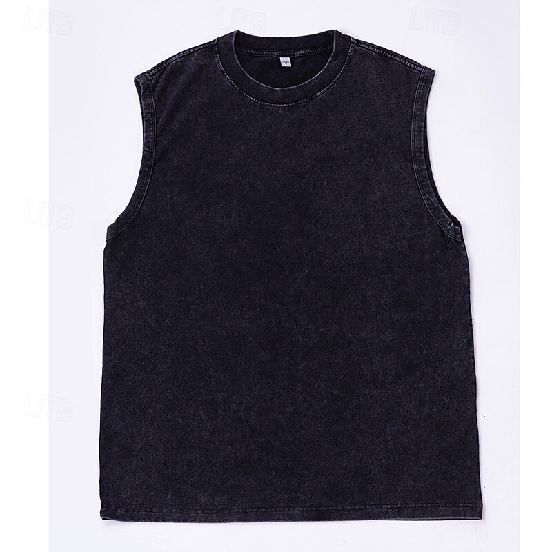 Cotton Men's Vintage Tank Top Vest Undershirt Sleeveless Shirt Sleeveless  Crewneck Round Neck Summer Plain Fashion Retro Classic Street Casual Sports Black Rose Beige Top Tee for Men3