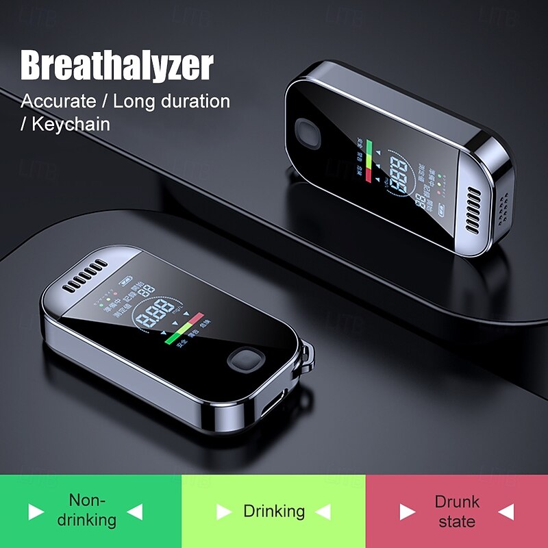 Portable Digital Breathalyzer Keychain – LED Display, 3-Color Alcohol Alert, Non-Contact, USB Rechargeable, Accurate & Hygienic, for Drivers & Personal Use4