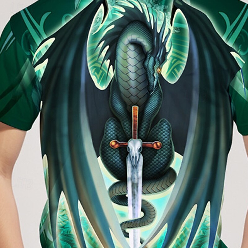 Dragonsword SKULLBLADE Ruth Thompson-Alice Bessoni Boys 3D Dragon T shirt Tee Short Sleeve Summer Spring Fashion Basic Kids 4-12 Years Crew Neck Outdoor Casual Daily Regular Fit2