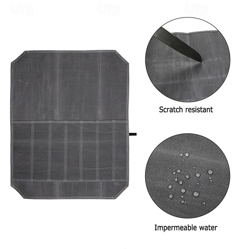 Outdoor Camping Picnic Portable Knife Bag Kitchen Knife Roll Bag Portable Wax Canvas Waterproof Cookware Kitchenware Storage Bag3