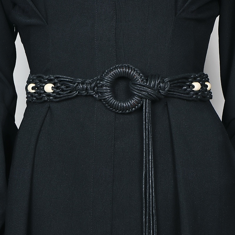 Women's Belt Polyester Black Camel Beige Waist Belt Street Daily Pure Color2