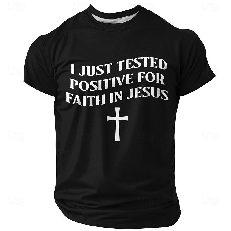 Men's Jesus Faith T Shirt Short Sleeve T shirt 3D Print Crew Neck Shirt Fashion Daily Basic Street Casual Daily Black Red Blue Summer Spring Clothing Apparel S M L XL XXL XXXL4