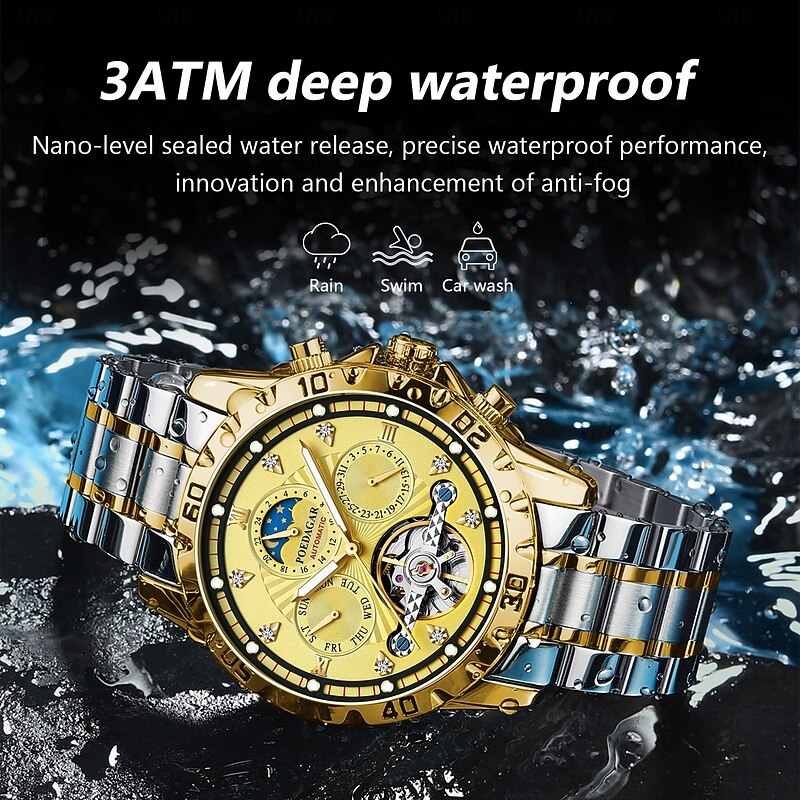 Luxury Hollow Tourbillon Men Watches Waterproof Luminous Automatic Mechanical Watch Date Week Stainless Steel Men Watch2