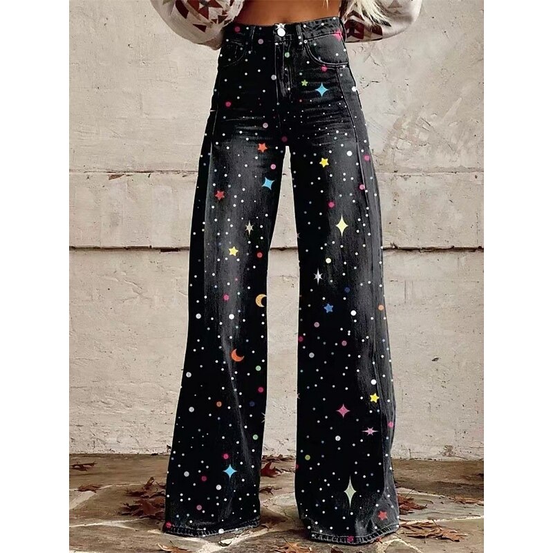 Retro Vintage Boho 1970s Pants Wide Legged Pants Hippie Disco High Waist Western Revival Faux Jeans Style Fancy Dress Women's Carnival Casual Daily Music Festival Retro Theme Party Adults' Pants2