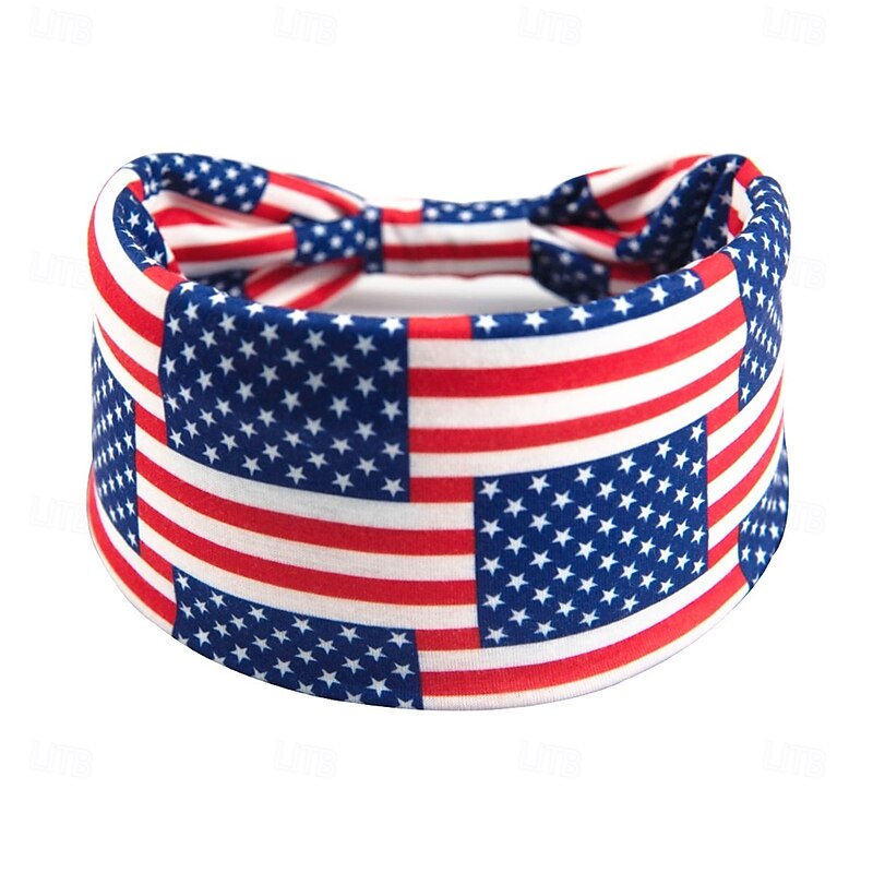 American Flag Headbands for Women 4th of July Patriotic Twisted Hair Band Red White Blue Stretchy Athletic Hair Accessories for USA Independence Day Memorial Day4