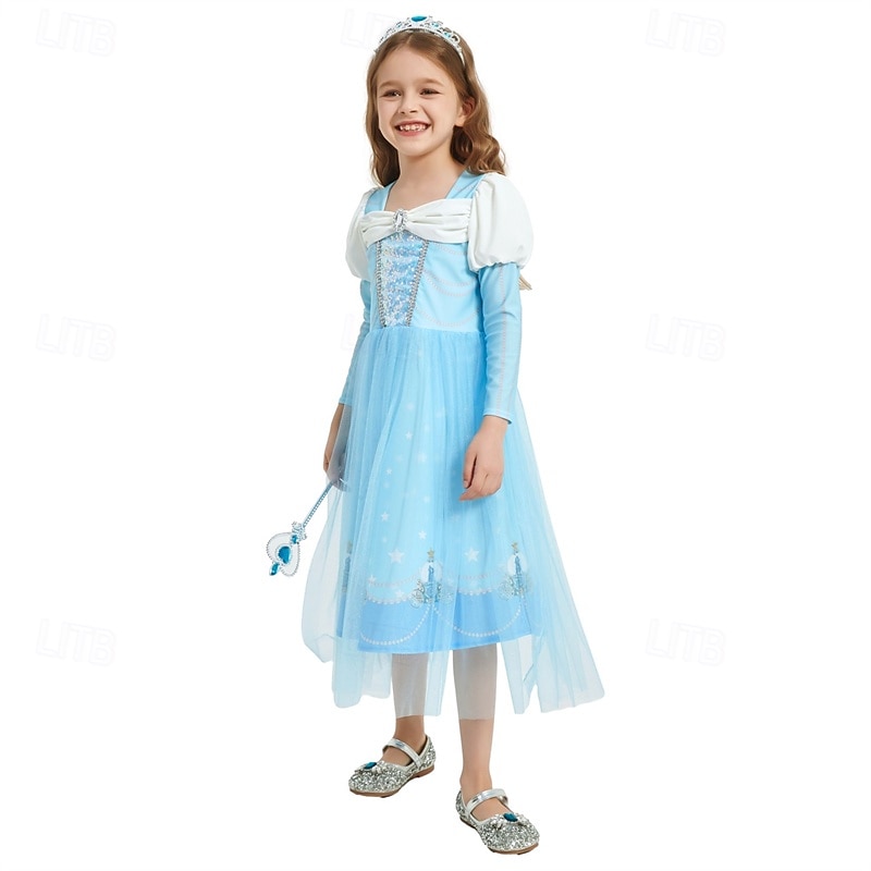 Frozen Fairytale Princess Elsa Flower Girl Dress Theme Party Costume Tulle Dresses Cosplay Movie Cosplay for Girls' Kid's Carnival Masquerade Party3