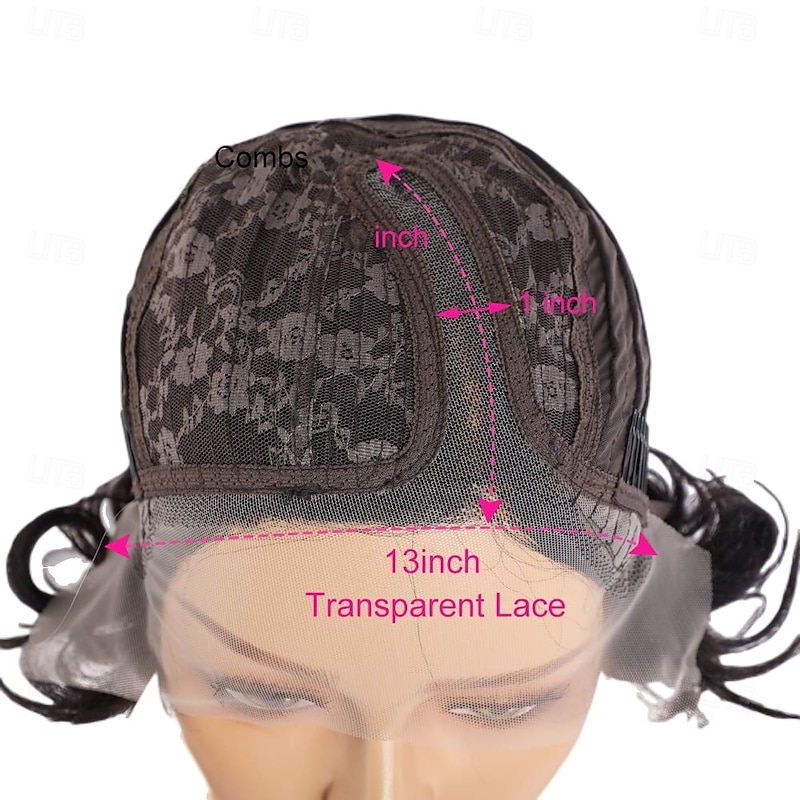 Bob Wig Human Hair Short Lace Front Wigs for Black Women Human Hair Wig Pixie Cut Wig Pre Plucked T Part Lace Frontal Wig with Baby Hair 1B Color4