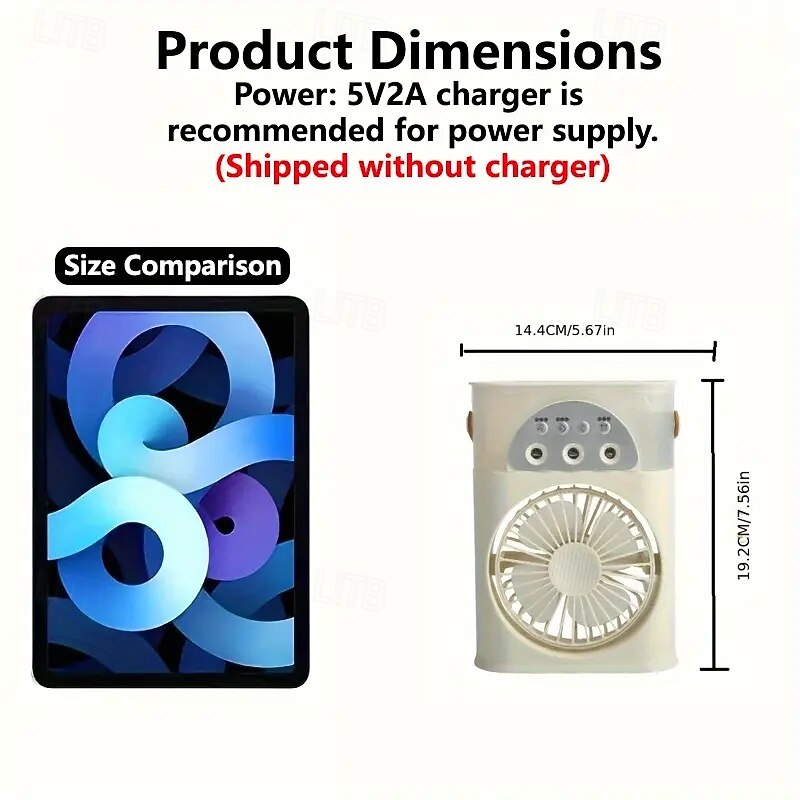 3-in-1 Misting Fan with Humidifier and RGB Night Light – Portable Desktop Cooler with 250ml Water Tank for Home/Office/Travel4