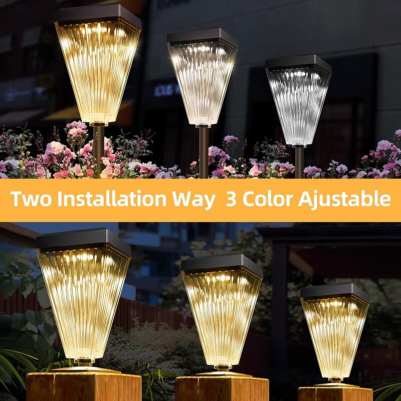 Solar Pathway Lights for Outside Super Bright Solar Driveway Lights Outdoor Waterproof Auto On/Off Solar Garden Fence Lights Solar Powered Post Landscape Decor Lighting for Path Yard Walkway3