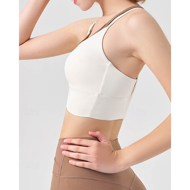 Women's Patchwork Tennis Bra Sleeveless Backless Shockproof Moisture Wicking Breathable Tennis Golf Jogging U Neck Y Back Crisscross Back White Pink Light Green Tennis Clothing2