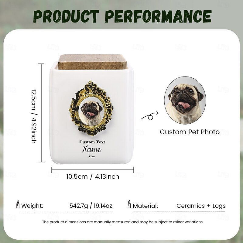 Personalized Memorial Pet Urn with Photo Name Text , Custom Ceramic Ashes Keepsake Box for Dog Cat, Pet Memorial Gift for Loss of Pet, Eternal Remembrance3