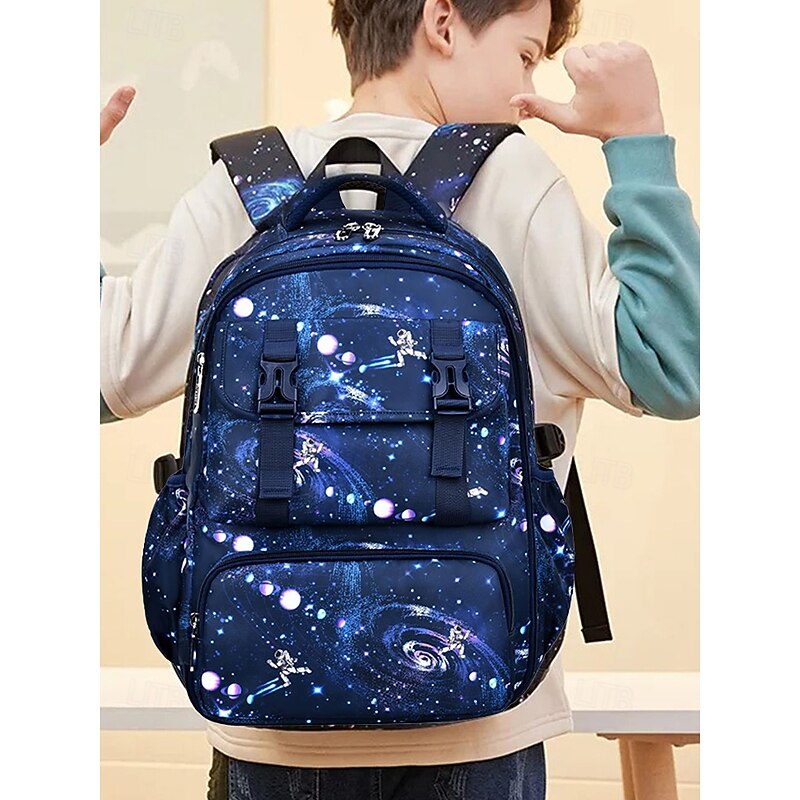 Kids Waterproof Spaceman Galaxy Print Backpack - Lightweight School Bag with Multiple Compartments and Ergonomic Shoulder Straps for Boys and Girls3