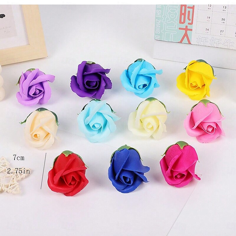Rose Soap Flower Heads, Artificial Floral Heads for DIY Bouquet, Gift Box Decoration, Crafting, Wedding Party Favors, Fake Rose Heads for Gift Wrapping and Arrangements2