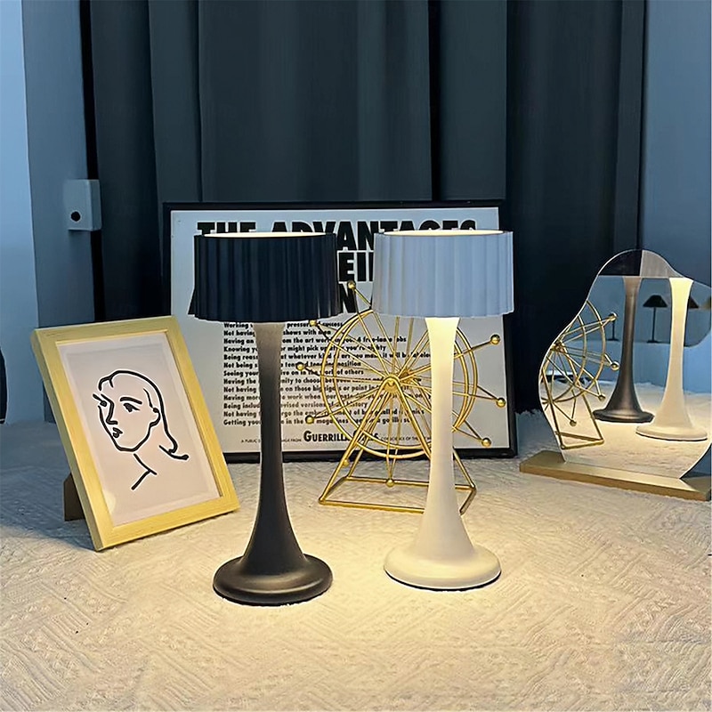 Led Rechargeable Desk Lamp Bedroom Bedside Small Night Light Touch Creative Desktop Atmosphere Light Eye Protection Retro Table Lamp Lighting Fixture  USB 1PC4