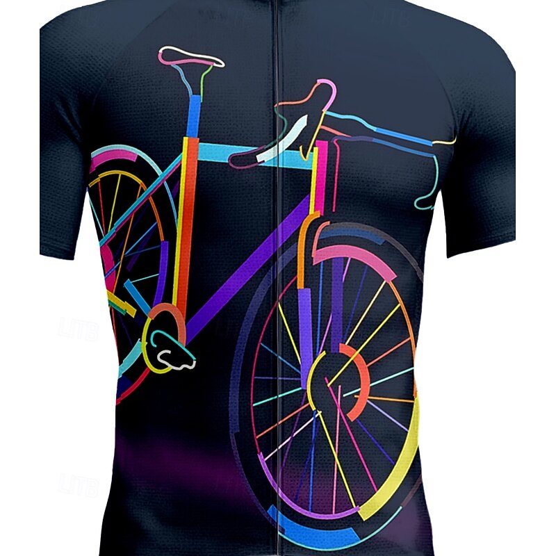 Men's Cycling Jersey Graphic Geometric Short Sleeve Bike Tee Tshirt Top with 3 Rear Pockets UV Resistant Quick Dry Front Zipper Reflective Strips Sports Wine Red Black Dark Purple Clothing Apparel3