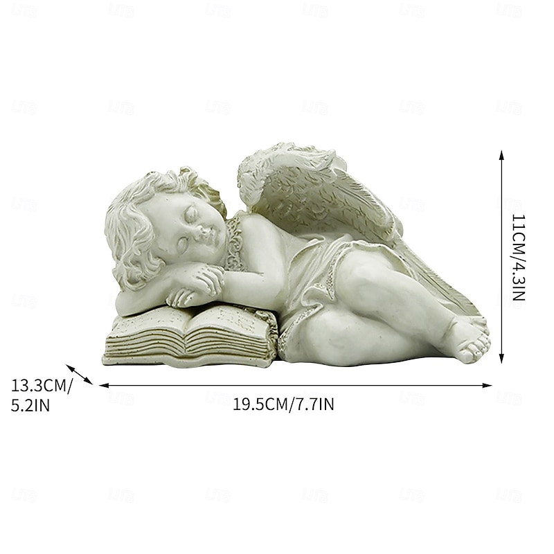 1 Pc Outdoor Landscape Lights Waterproof Solar European Sleeping Angel Sculpture Light Courtyard Garden Cemetery Decoration Light Illumination Angel with Wings2