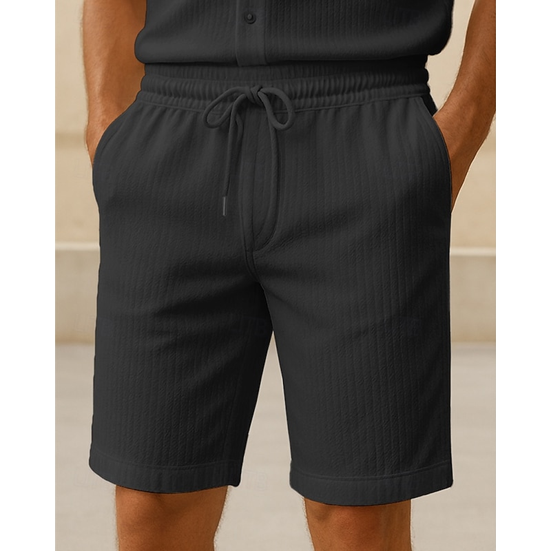 Men's Shorts Summer Shorts Casual Shorts Pocket Drawstring Elastic Waist Plain Comfort Breathable Short Outdoor Vacation Sport Casual Black Wine3