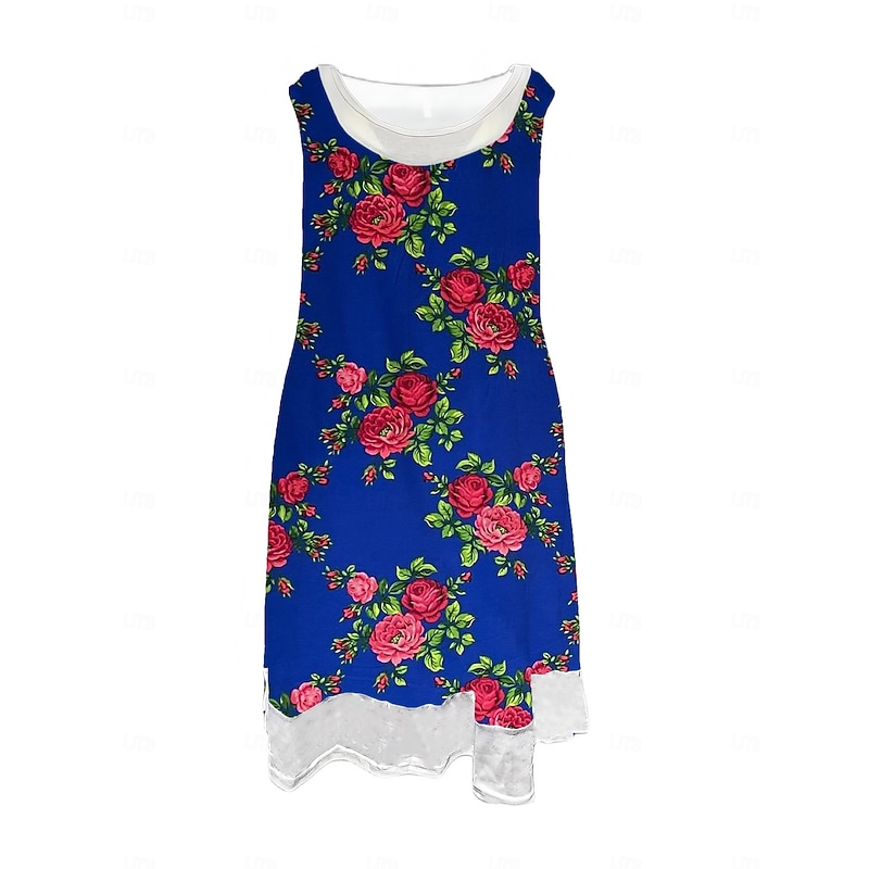 Women's Midi Dress Tank Dress Fashion Classic Outdoor Daily Weekend Regular Fit Graphic Sleeveless Crew Neck Royal Blue Summer Spring Fall3