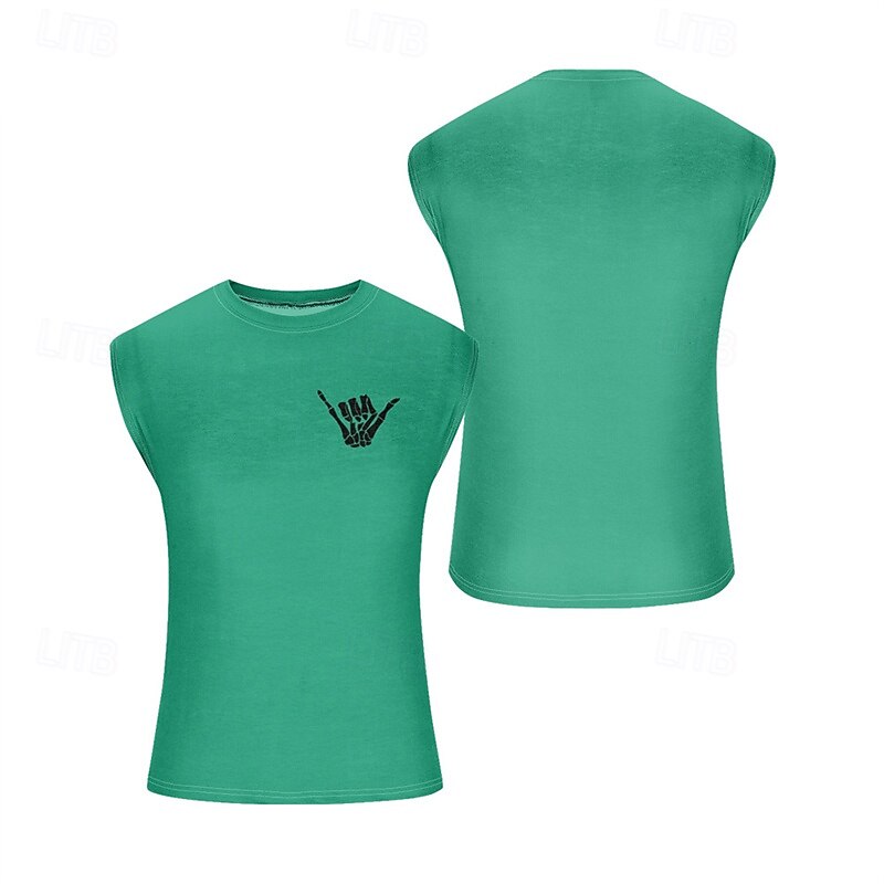 Men's Tank Top Vest Top Undershirt Sleeveless Shirt Sleeveless Crew Neck Summer Hand Fashion Designer Basic Print Vacation Street Going out White Red Blue Top Tee for Men4