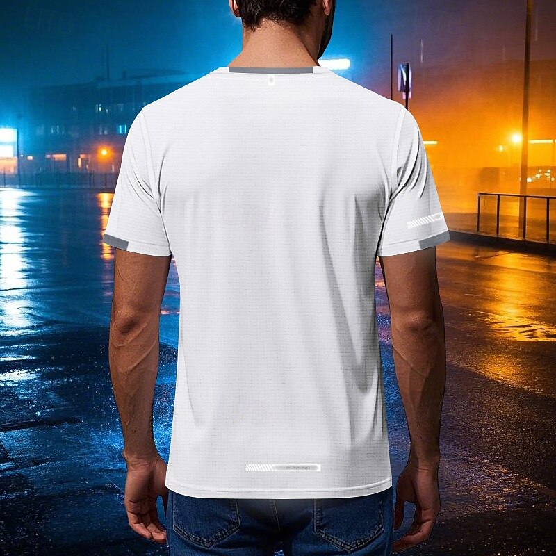 Men's Gym Shirt Athletic Shirts Crew Neck Short Sleeves Casual Daily Gym Quick dry Breathable Solid Color Black White Activewear Polyester Sport Outdoor4