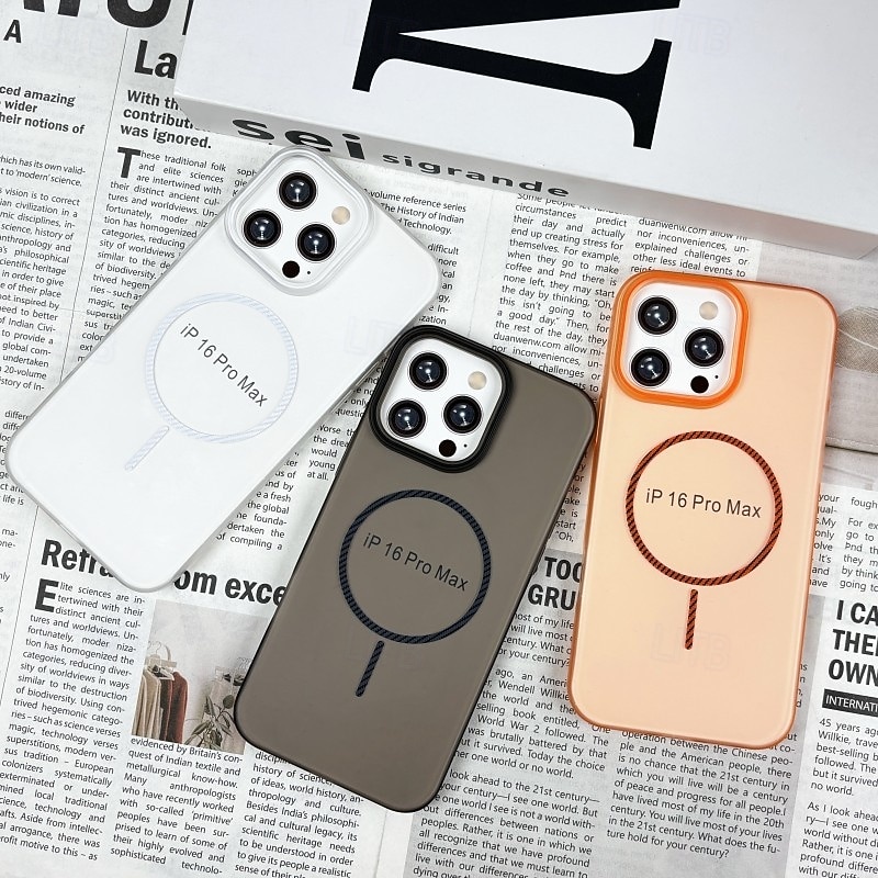 Phone Case For iPhone 16 15 14 Pro Max Plus 16e 13 12 Pro Max Back Cover Magnetic Adsorption Translucent Magnetic Support Wireless Charging PC2