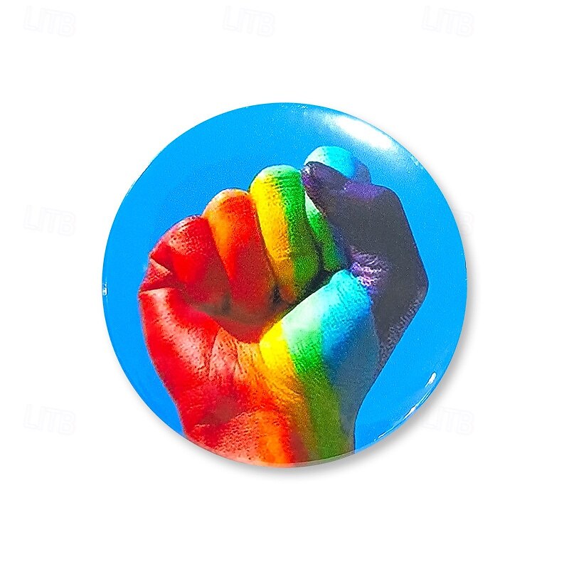 5pcs Pride Rainbow Badges, LGBTQ Gay Love is Love Pins, Colorful Tinplate Brooches for Couples, Pride Month Decor, Party Decoration4