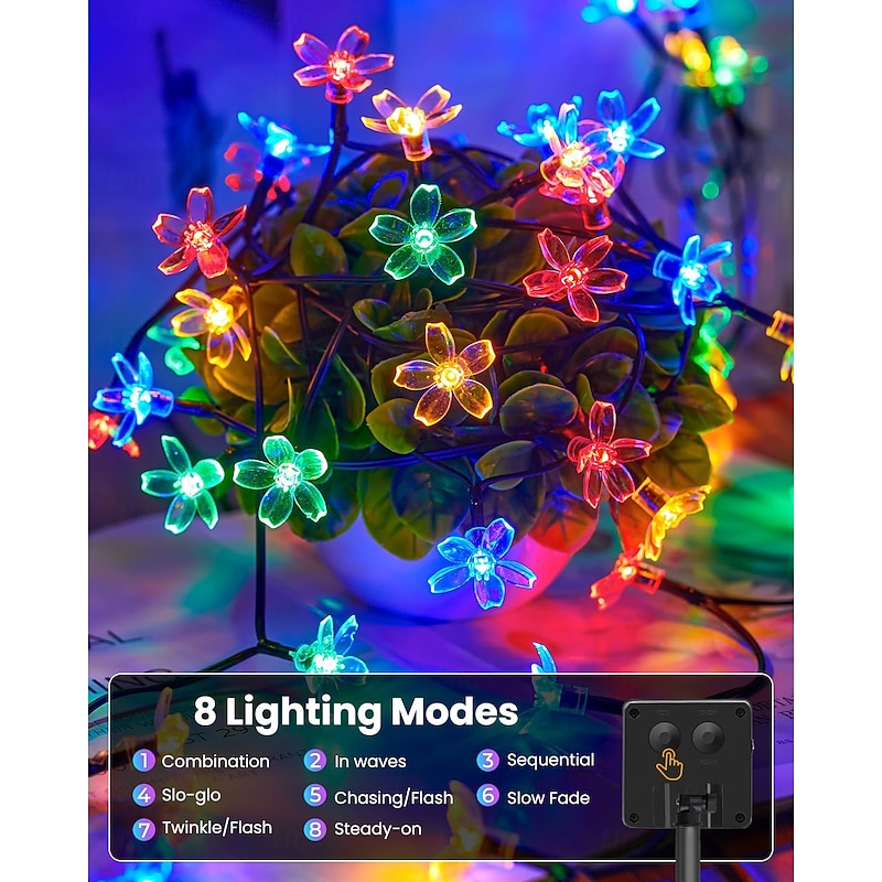 1 Pc Outdoor Solar Cherry Blossom Light String Camping Tent Courtyard Garden Tree Fence Decorative Light Wedding Festival Indoor And Outdoor Decorative Light String4