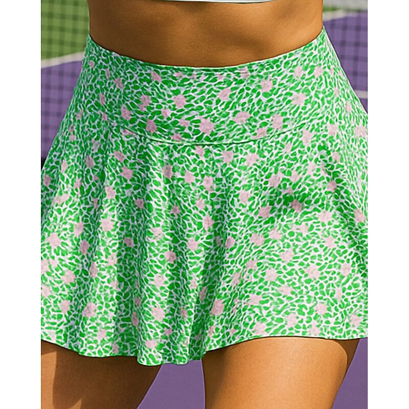 Women's Floral Tennis Skirts with Shorts Printing Breathable Tennis Golf Badminton Light Green Blue Orange Tennis Clothing3