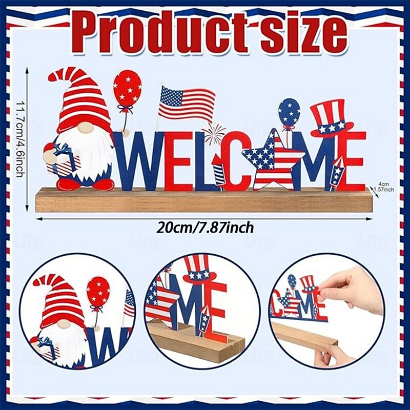 Patriotic Wooden Decorations 4th of July Independence Day Decorations Patriotic Table Decorations Wooden Table Centerpieces Decorations for American Memorial Day Veteran Day Party Deco2