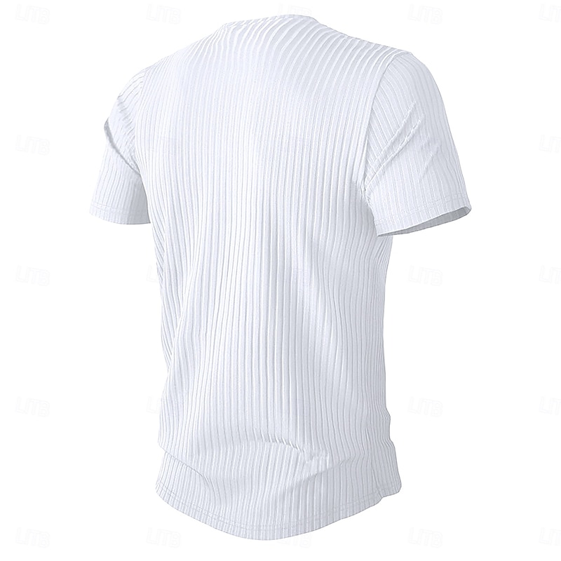 Men's T Shirt Muscle Shirt Ribbed Knit tee Tee Top Short Sleeves Crew Neck Summer All Seasons Plain Pit Strip Fashion Designer Basic Plain Vacation Street Casual White Black Gray Top Tee for Men2