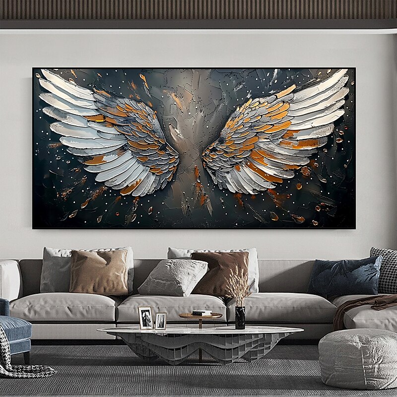Handmade Original Colorful Wings Oil Painting On Canvas Abstract Angel Wings Wall Art for Home Decor With Stretched Frame Without Inner Frame Painting2
